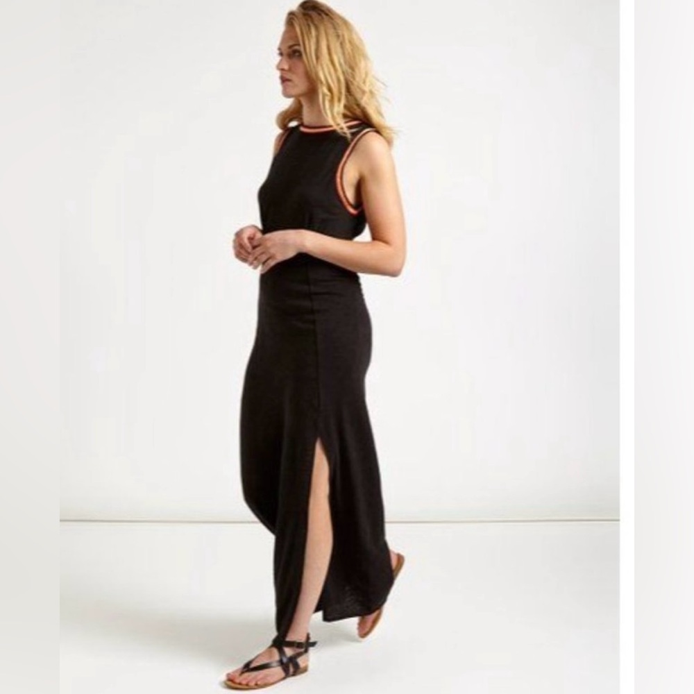 Free People Sabrina Maxi Dress Women's Black Sleeveless Open Back High Slit S - Picture 1 of 5